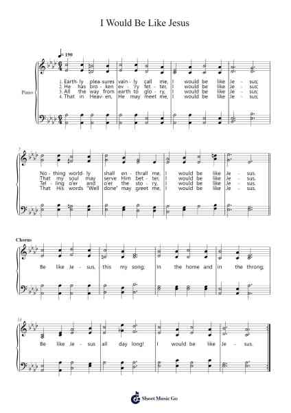I Would Be Like Jesus Sheet Music by Bentley DeForest Ackley-Arr.Childray Cromrist