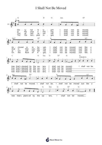I Shall Not Be Moved Sheet Music by Traditional-Arr.Cumwyatt