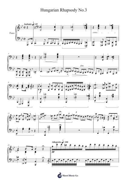 Hungarian Rhapsody No. 3 Sheet Music by Franz Liszt-Arr.Rhysboyce