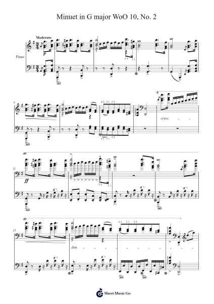 Minuet in G Major, WoO 10, No. 2 Sheet Music by Ludwig van Beethoven-Arr.Manwright Diloyd