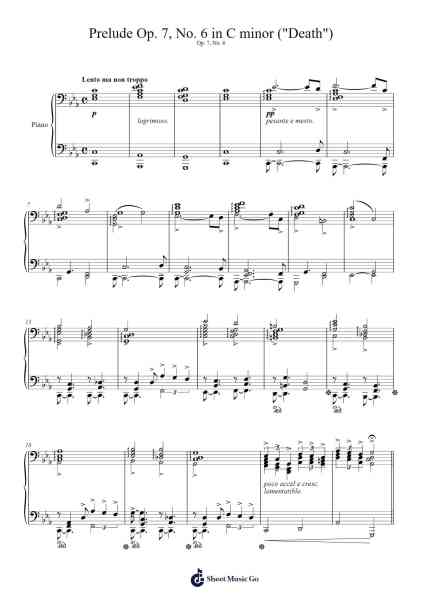 Prelude Op. 7, No. 6 in C Minor "Death" Sheet Music by Nix Johann-Arr.Malke Wordby