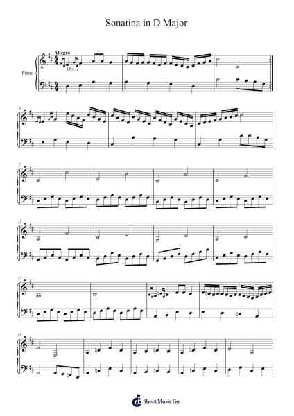 Sonatina in D Major Sheet Music by Leacoln Galow-Arr.Olchel
