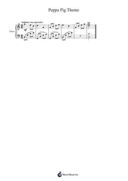 Peppa Pig Theme Sheet Music by Misc Cartoons-Arr.Joeswift Mcyves
