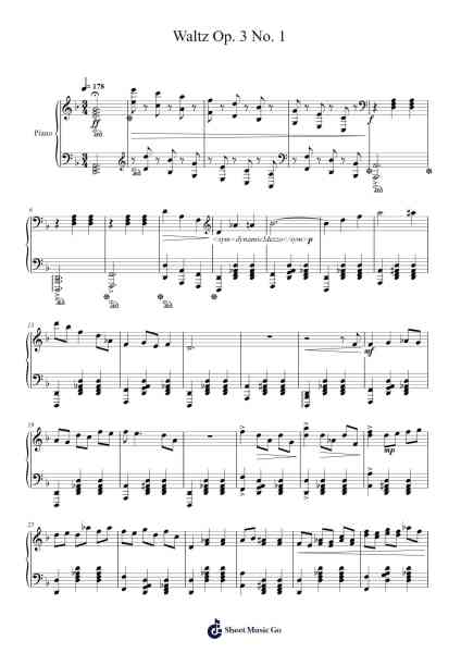 Waltz Op. 3 No. 1 Sheet Music by Zachary Gray-Arr.Blithefrey