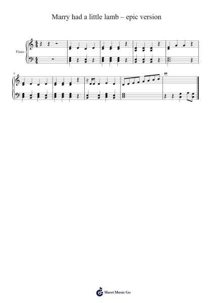 Marry Had a Little Lamb - Epic Version Ноты для фортепиано от Stevie Ray Vaughan & Double Trouble-Arr.Vioo'neil