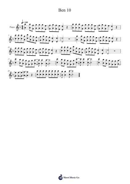 Ben 10 Sheet Music by Blank Banshee-Arr.Popgram Migcky