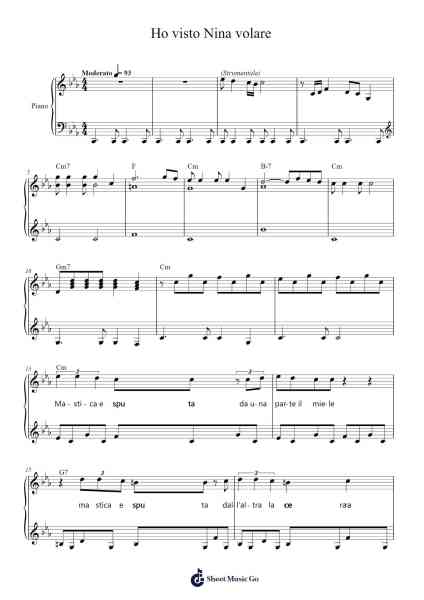 Ho visto Nina volare Sheet Music by Zucchero-Arr.Terlew Trislouis