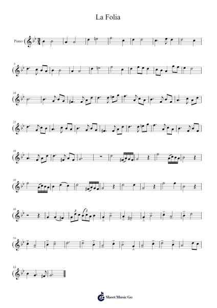 La Folia, Op. 5, No. 12 Sheet Music by Arcangelo Corelli-Arr.Blantiane Hobrob