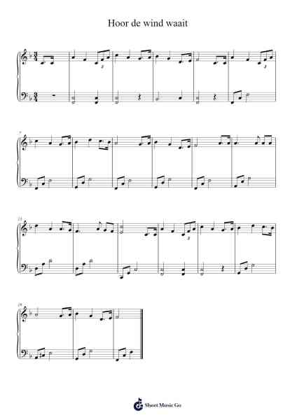 Hoor de wind waait Sheet Music by undefined-Arr.Fieldbing