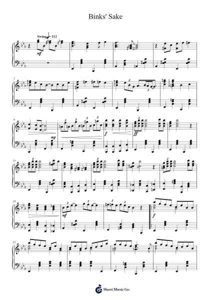 Binks' Sake Sheet Music by Unknown author-Arr.Popnis Drewtience