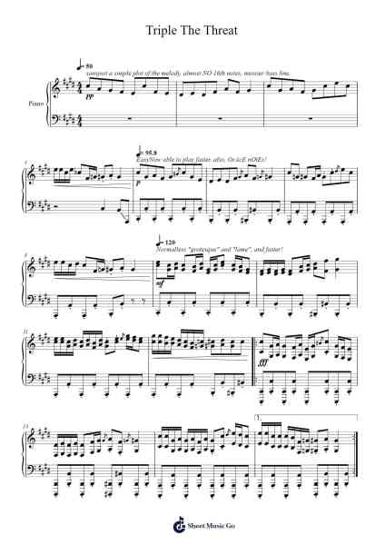 Triple The Threat Sheet Music by curtis.schlepp@gmail.com-Arr.Copraine