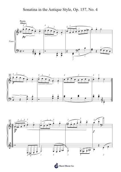 Sonatina in the Antique Style, Op. 157, No. 4 Sheet Music by Fritz Spindler-Arr.Charmie