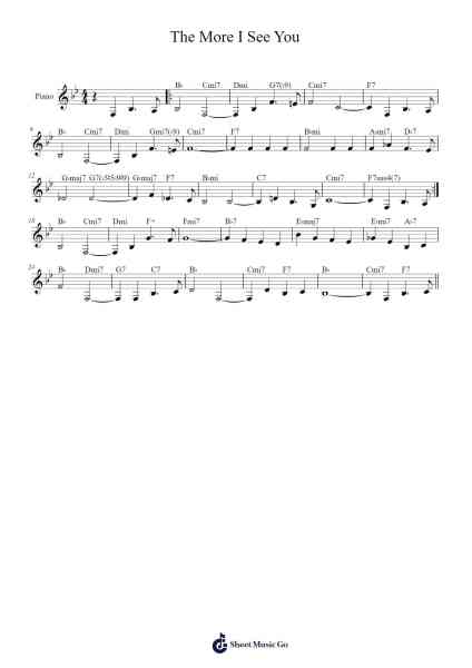The More I See You Sheet Music by Harry Warren-Arr.Moivogt Alickckens