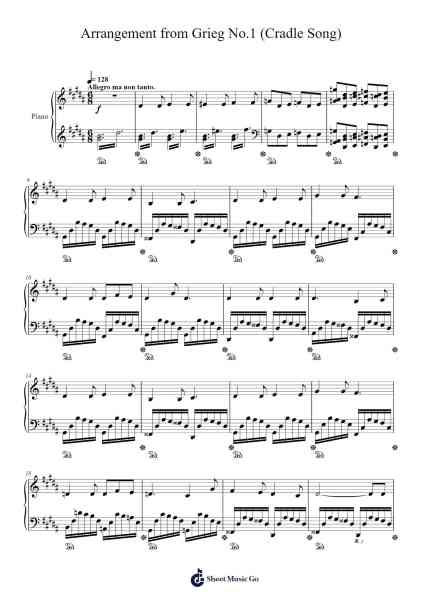 Arrangement from Grieg No.1 (Cradle Song) Sheet Music by Edvard Grieg-Arr.Dawnbian Sherqe