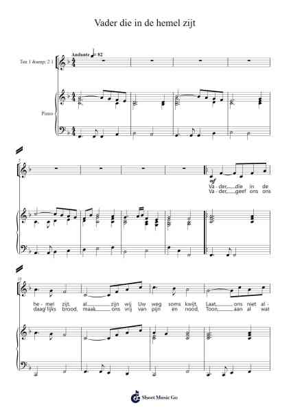 Vader die in de hemel zijt Sheet Music by Wolfgang Amadeus Mozart-Arr.Bobtab
