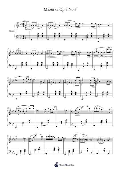 Mazurka in F Minor, Op. 7, No. 3 Sheet Music by Trayy Turner-Arr.Gekeith Fordkiel
