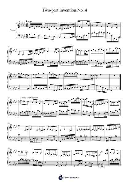 Two-part invention No. 4 Sheet Music by Sarah Johnson-Arr.Flowerthan