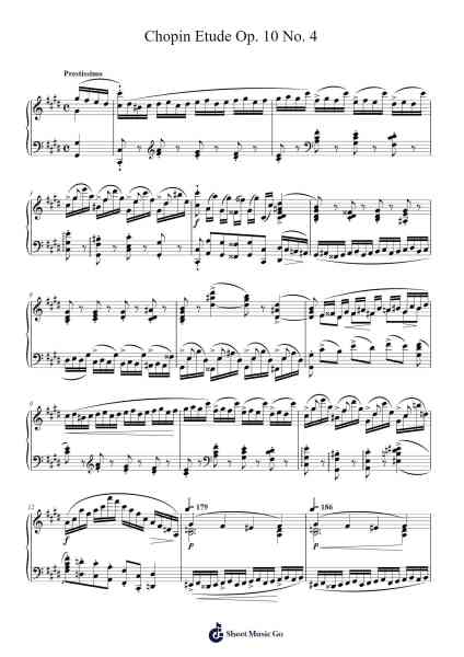 Etude Op. 10 No. 4 in C Minor, BWV 10:4 Sheet Music by Frédéric Chopin-Arr.Kylefie