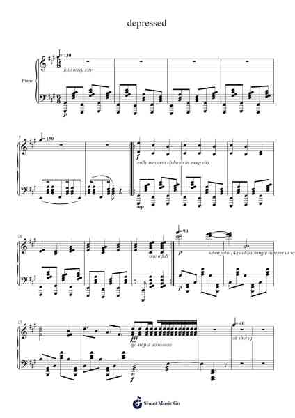 depressed Sheet Music by Porine Noahjoy-Arr.Ldad Jeanvan