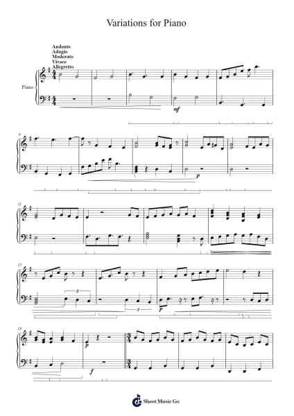 Variations for Piano Sheet Music by drmejiae-Arr.Humglas Leathus