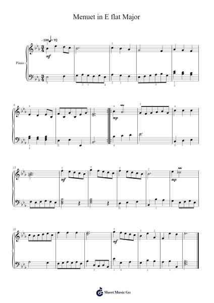 Menuet in E flat Major Sheet Music by Johann Mattheson-Arr.Alickbush