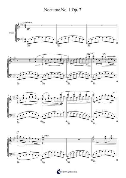 Nocturne No. 1 Op. 7 Sheet Music by Strongbrow Raestowe-Arr.Backdn