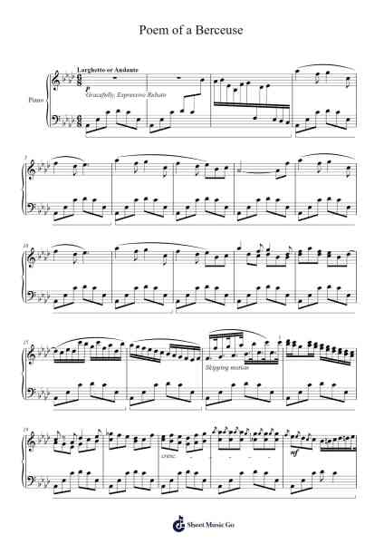 Poem of a Berceuse Sheet Music by Mireed Rhystwain-Arr.Wordfoe Hymar