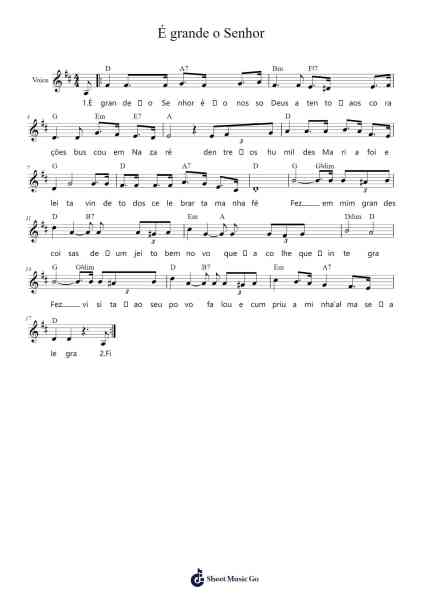 É grande o Senhor Sheet Music by Fr. Fabreti-Arr.Rexlin Clachad