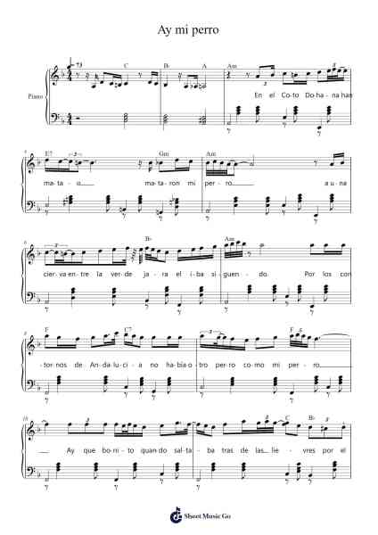 Ay mi perro Sheet Music by Inconnu-Arr.Chloemen O'Cazie