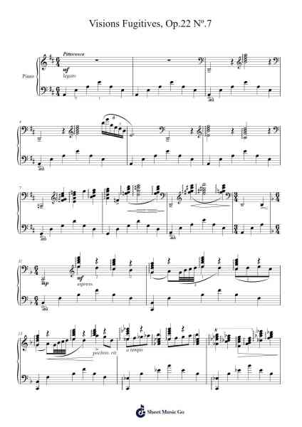 Visions Fugitives, Op. 22 No. 7 Sheet Music by Sergei Prokofiev-Arr.Temchell Thompro