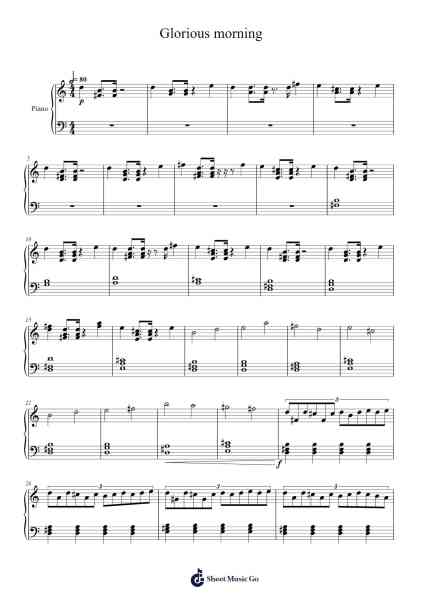 Glorious morning Sheet Music by Waterflame-Arr.Jobnold