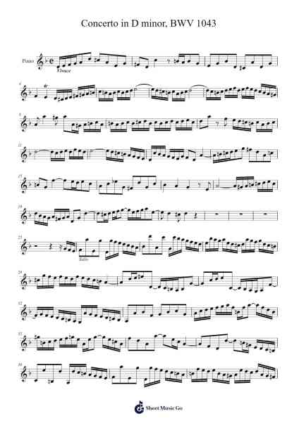 Concerto in D Minor, BWV 1043: II. Largo ma non tanto Ноты для фортепиано от Johann Sebastian Bach-Arr.Leoduke Hodwey