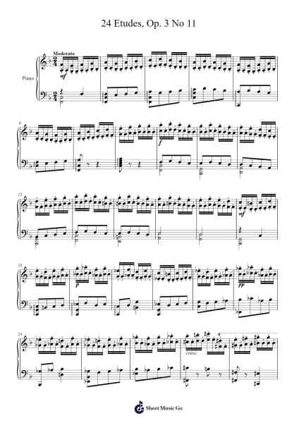 24 Etudes, Op. 3 No 11 Sheet Music by Sidline Philwylde-Arr.Deirrine Sisibyl