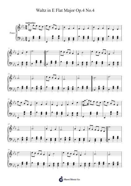 Waltz in E Flat Major, Op. 4 No. 4 Sheet Music by NektarZ-Arr.Xedred
