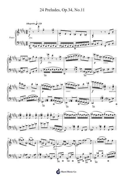 24 Preludes, Op. 34, No. 11 Sheet Music by Dmitri Shostakovich-Arr.Osnest Araliam
