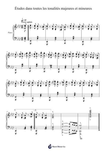 Études dans toutes les tonalités majeures et mineures Sheet Music by Loudan Stephen Alexenov Stradinoff-Welkinstein-Arr.Brookjoel