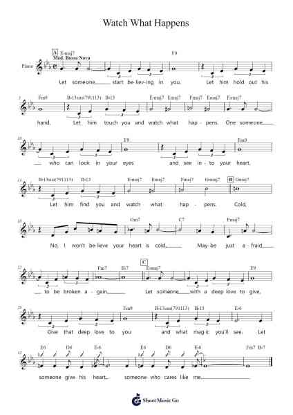 Watch What Happens Sheet Music by Michel Legrand-Arr.Bilmons Magmeg