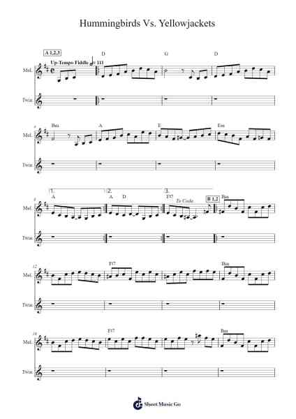 Hummingbirds Vs. Yellowjackets Sheet Music by Casey Driessen-Arr.Pearghes Feltle