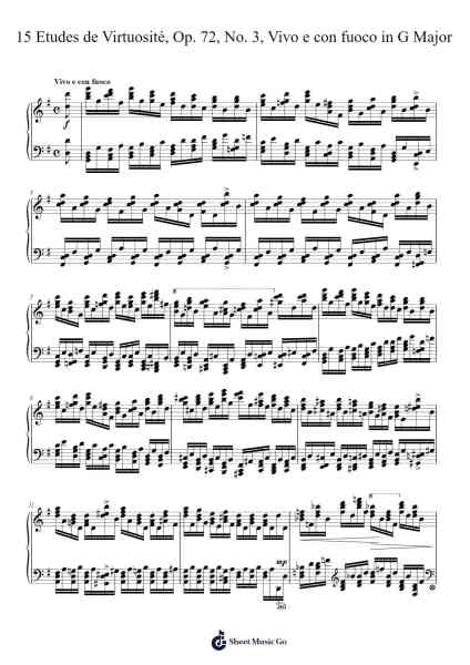 15 Etudes de Virtuosité, Op. 72, No. 3, Vivo e con fuoco in G Major Sheet Music by Moritz Moszkowski-Arr.Twainryl