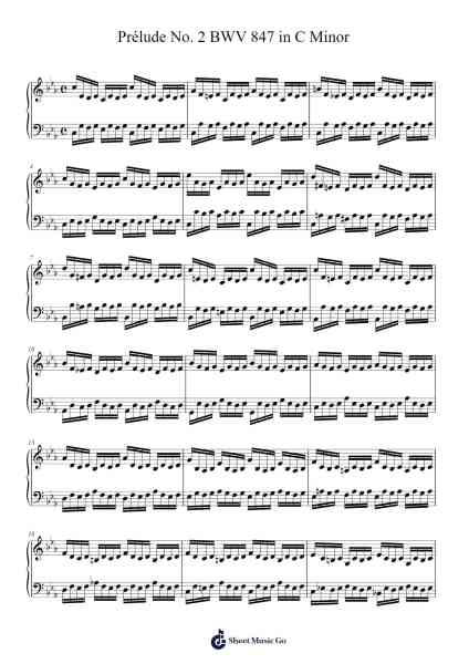Prélude No. 2 in C Minor, BWV 847 Sheet Music by Johann Sebastian Bach-Arr.Willmand Dundre