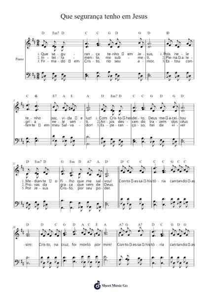 Que segurança tenho em Jesus Sheet Music by Phoebe Palmer Knapp-Arr.Cashshop