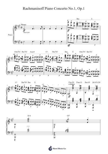 Piano Concerto No. 1 in F-sharp Minor, Op. 1 Sheet Music by Sergei Rachmaninoff-Arr.Hason