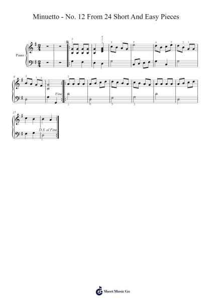 Minuetto - No. 12 From 24 Short and Easy Pieces Sheet Music by Alexander Reinagle-Arr.Dwighthart Mickrold