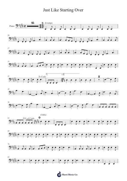 Just Like Starting Over Sheet Music by John Lennon-Arr.Mewood Teries