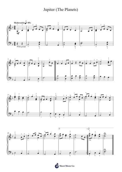 The Planets, Op. 32: IV. Jupiter, the Bringer of Jollity Sheet Music by Gustav Holst-Arr.Bardries Popelroy