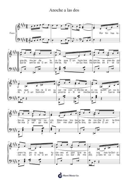 Anoche a las dos Sheet Music by Raúl de los Hoyos-Arr.Chamcarr Cherbard