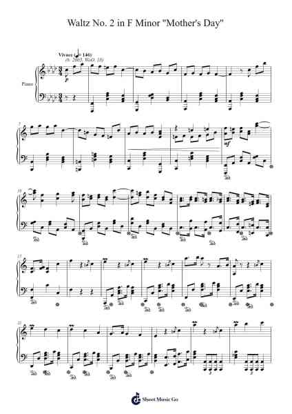 Waltz No. 2 in F Minor ''Mother's Day'' Sheet Music by Holmesclair Kelchi-Arr.Bulgy Boylebaird