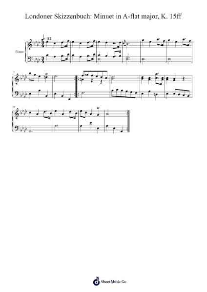 Londoner Skizzenbuch: Minuet in A-flat major, K. 15ff Sheet Music by Wolfgang Amadeus Mozart-Arr.Davexy Tykins