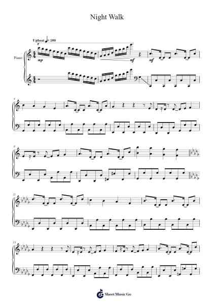 Night Walk Sheet Music by Tsunku-Arr.Popbraith Cookryl