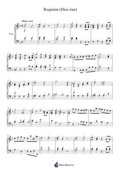 Requiem in D Minor, K. 626: III. Dies irae Sheet Music by Wolfgang Amadeus Mozart-Arr.Duntrick